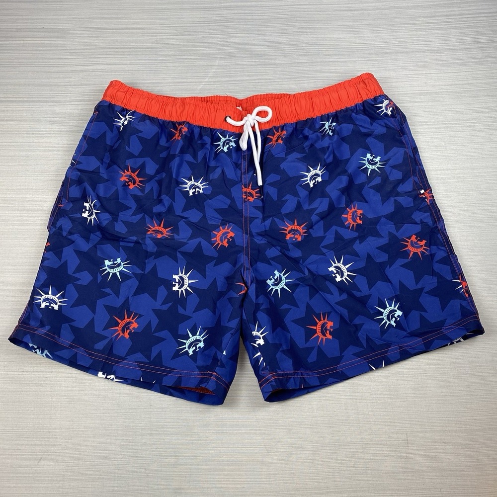 Men's Star Liberty Print Americana‎ Swim Shorts - Red White & Blue Size Large